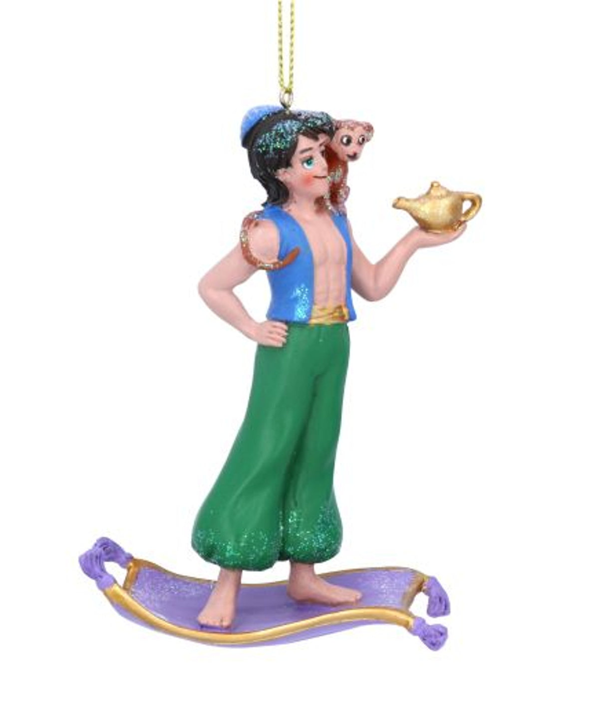 Christmas Tree Decoration: Resin Alladin - Blue Green - Gisela Graham