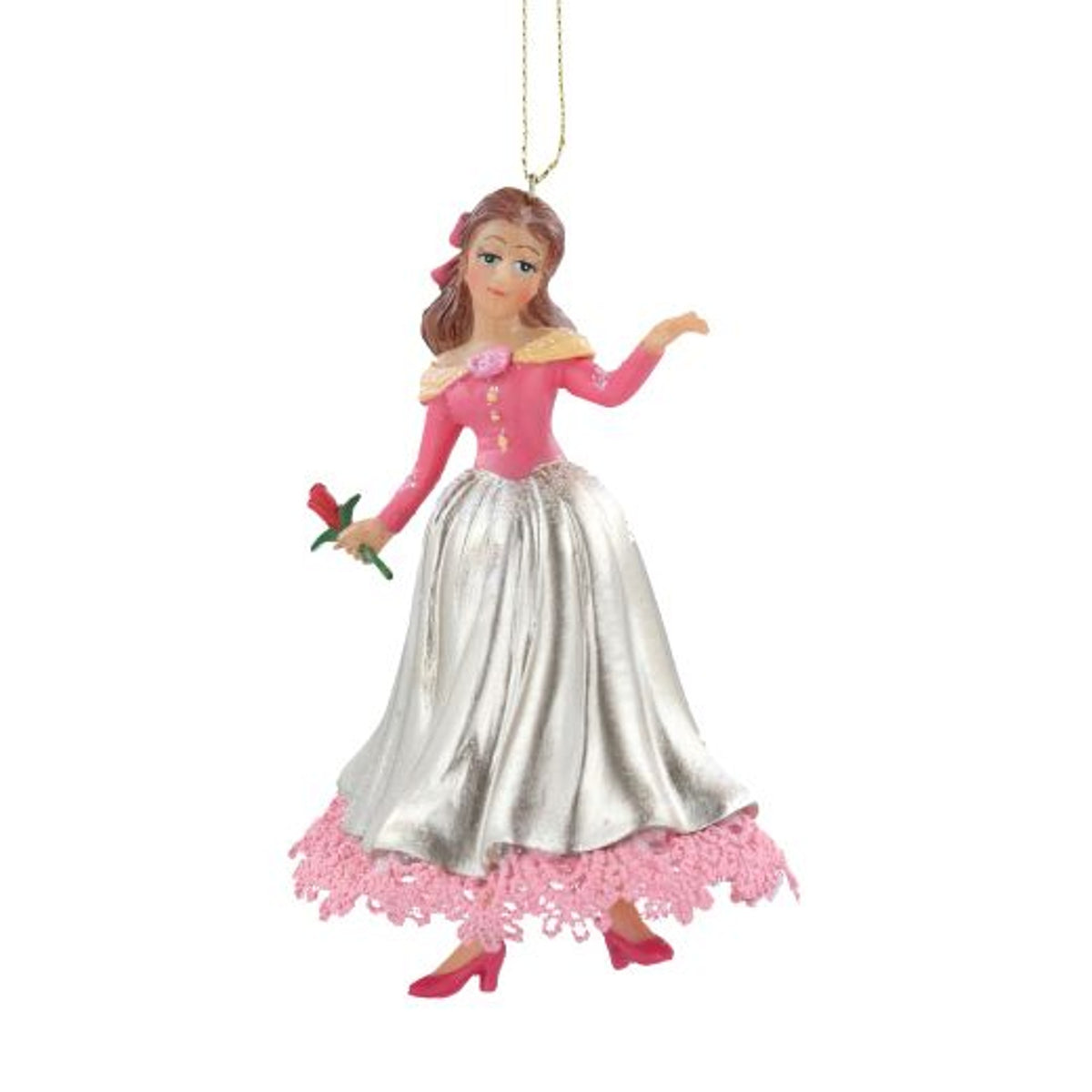 Christmas Tree Decoration: Resin Princess Belle - Pink - Gisela Graham