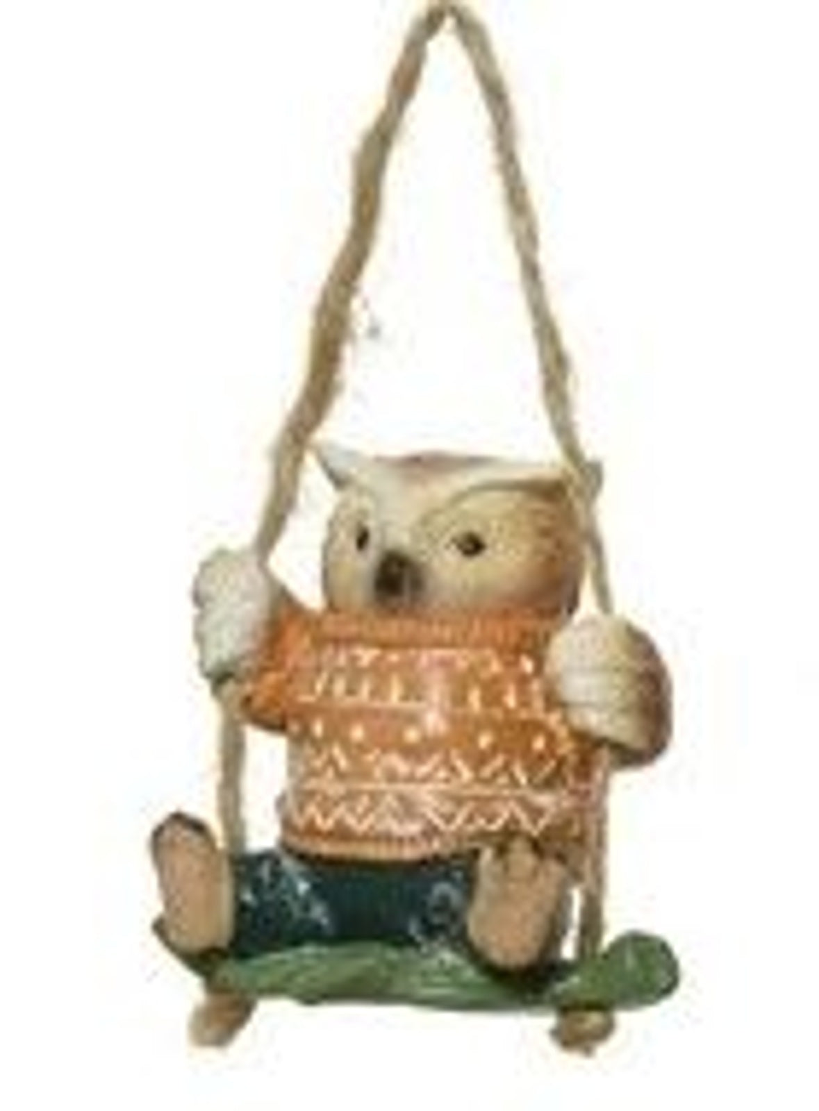 Christmas Tree Decoration: Resin Swing Owl On Top  - Orange