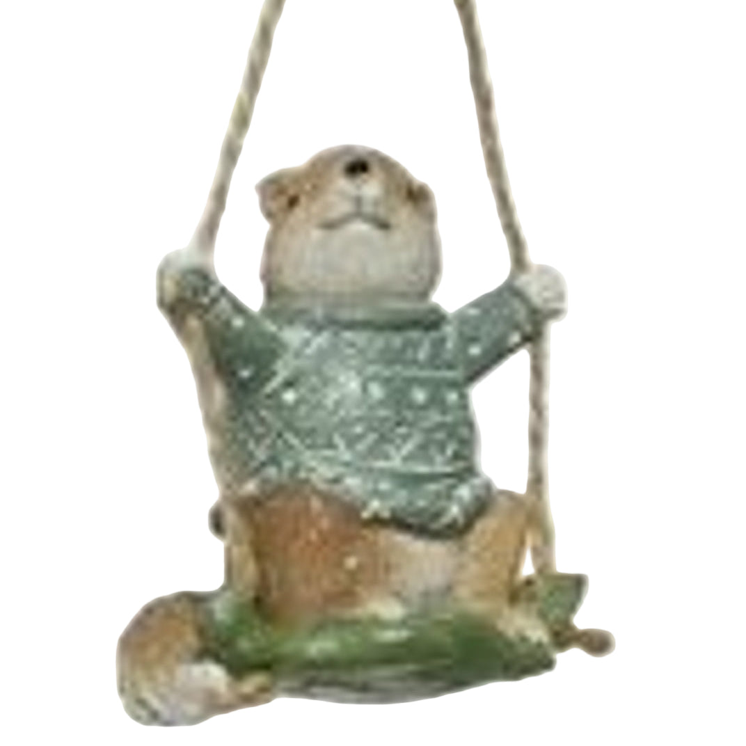 Christmas Tree Decoration: Resin Swing Squirrel On Top  - Blue