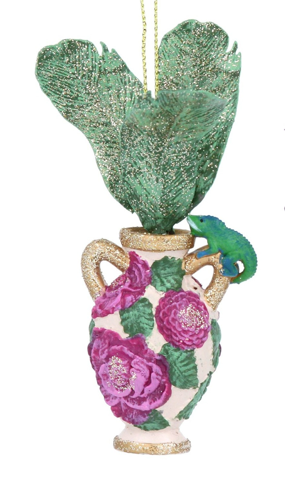 Christmas Tree Decoration: Resin Tropic Fantasy Urn Leaves - Multicolour Bright - Gisela Graham