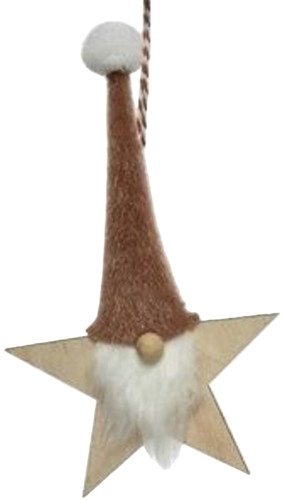 Christmas Tree Decoration: Wood Star Gonk - Brown