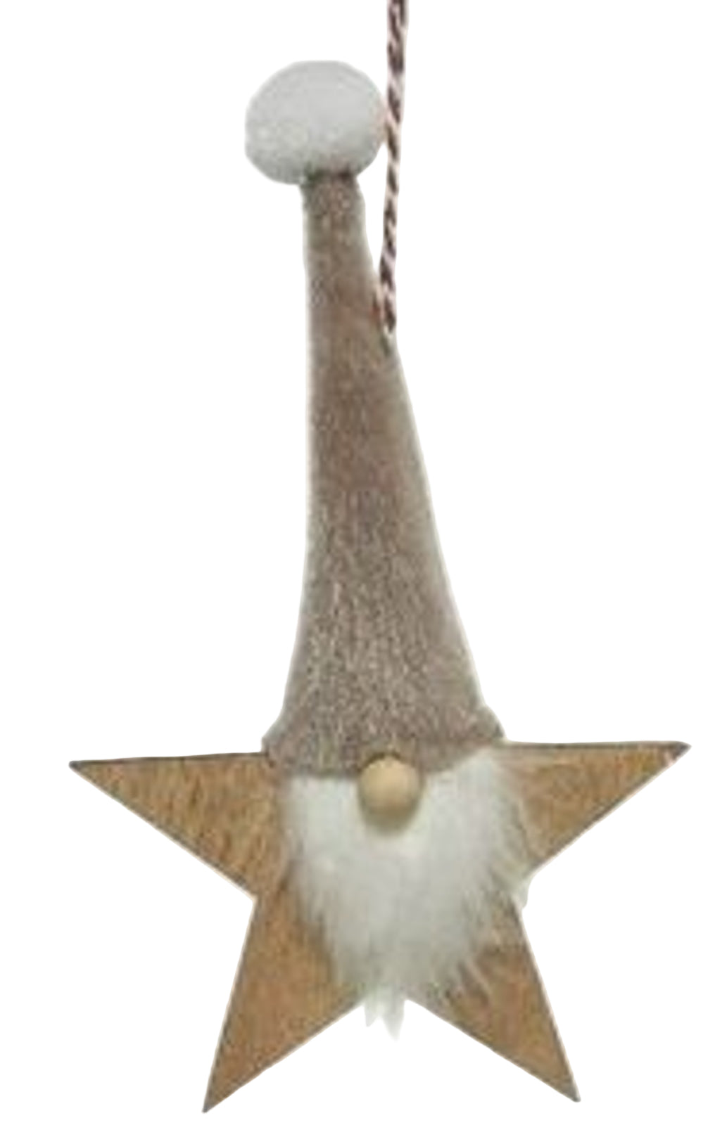 Christmas Tree Decoration: Wood Star Gonk - Grey