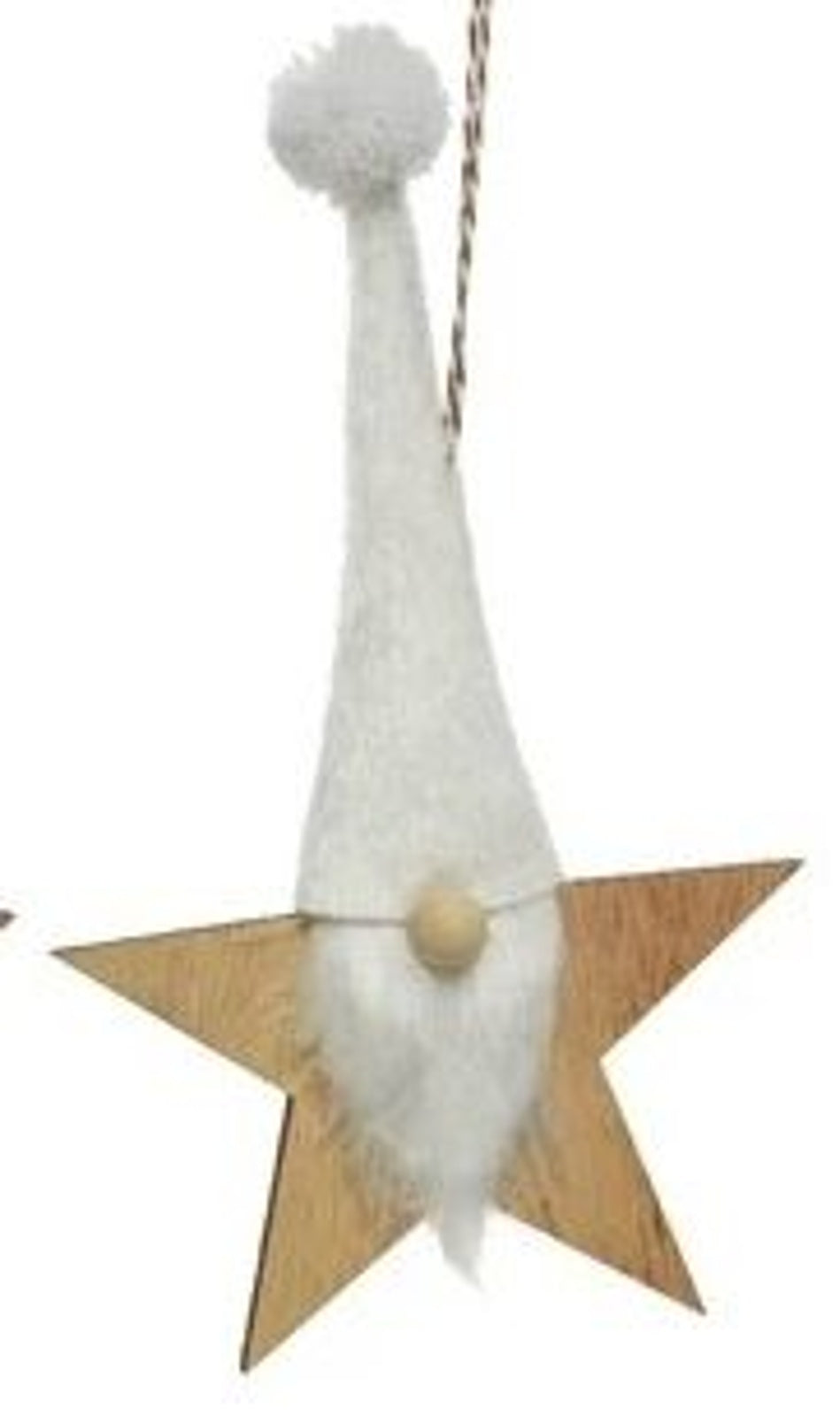 Christmas Tree Decoration: Wood Star Gonk - White