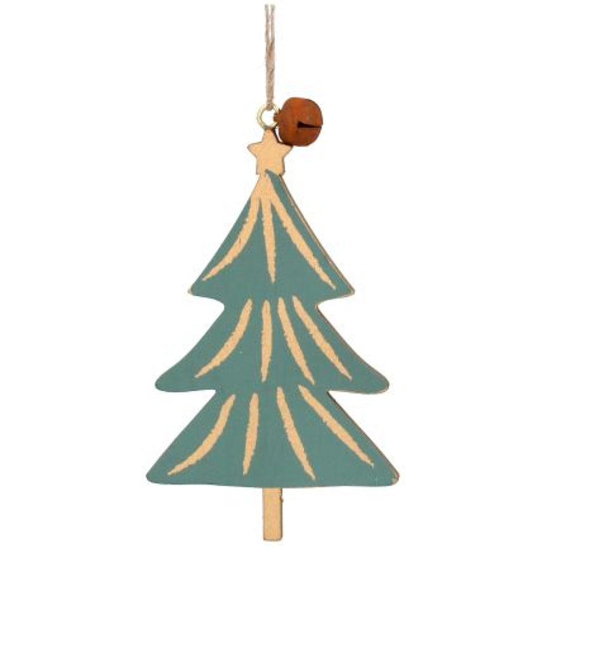 Christmas Tree Decoration: Wood Tree - Green & Gold - Gisela Graham