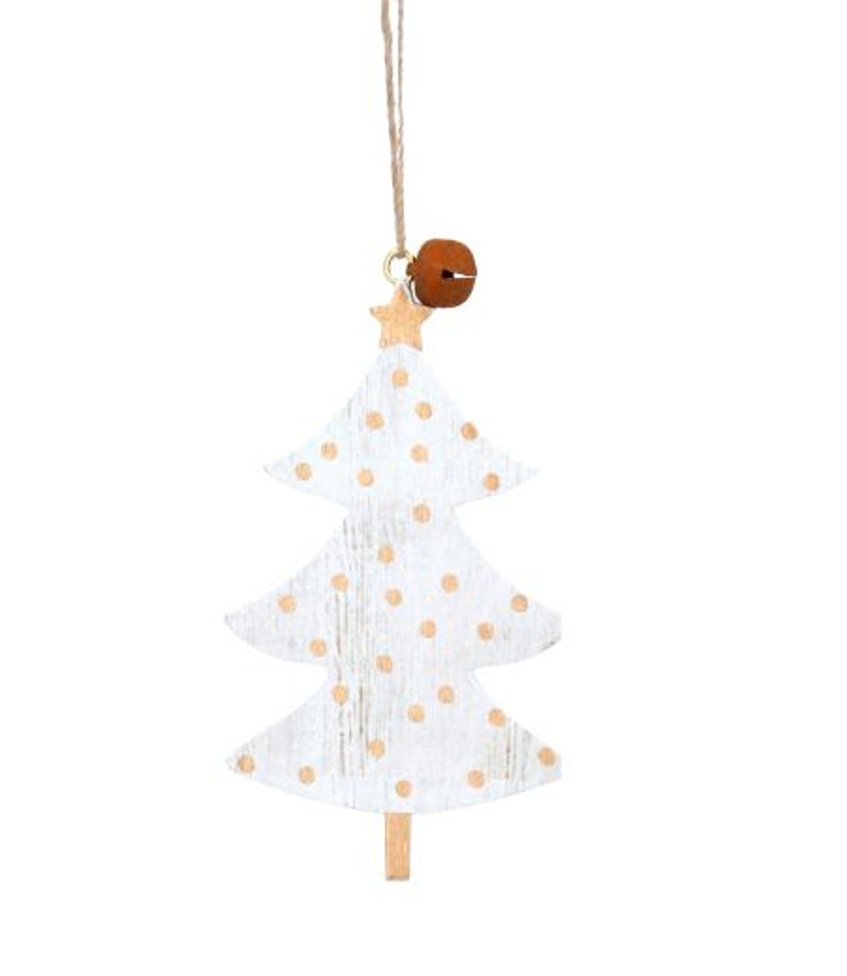 Christmas Tree Decoration: Wood Tree - White & Gold - Gisela Graham