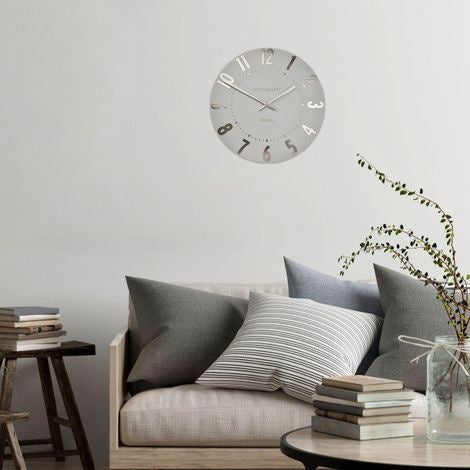 Clock; Wall Resin Mulberry 12inch - Cloud Grey Silver - Thomas Kent