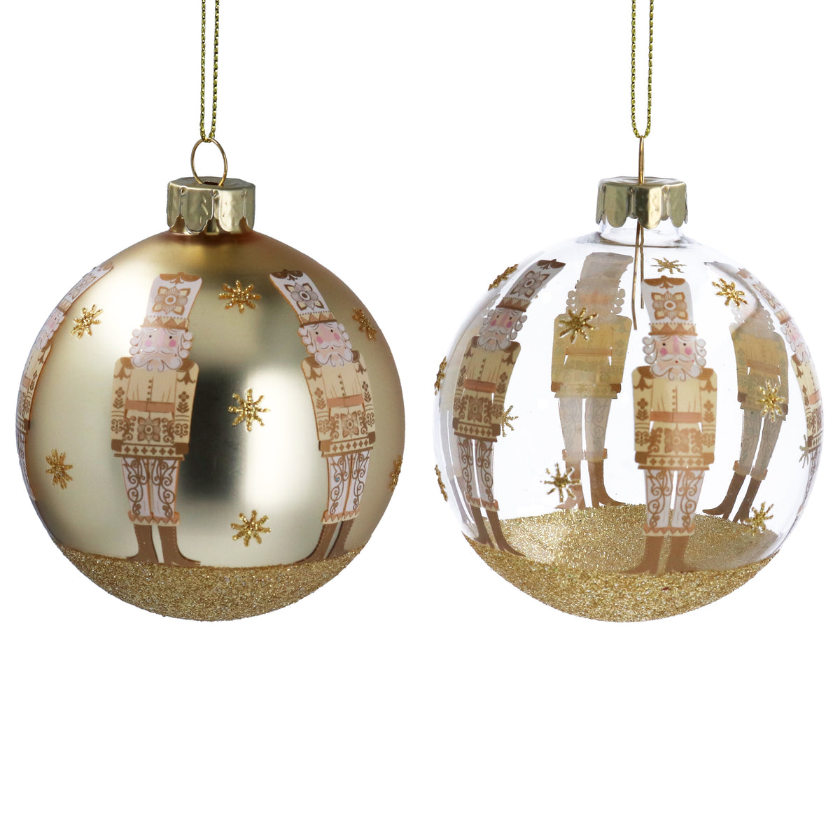 Christmas Hanging Dec: Glass Bauble Nutcracker 8cm - Assorted Colours - Gisela Graham
