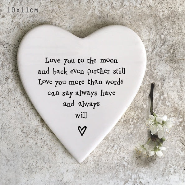 Coaster: Porcelain Heart Love you to the moon - White - East of India