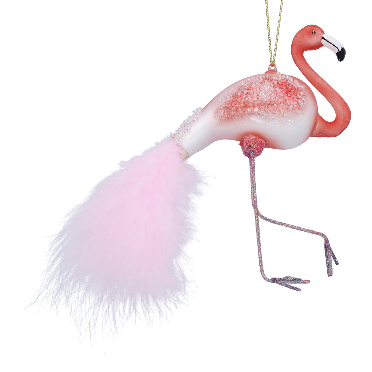 Christmas Hanging Dec: Resin Flamingo Feather Tail  - Pink - Gisela Graham