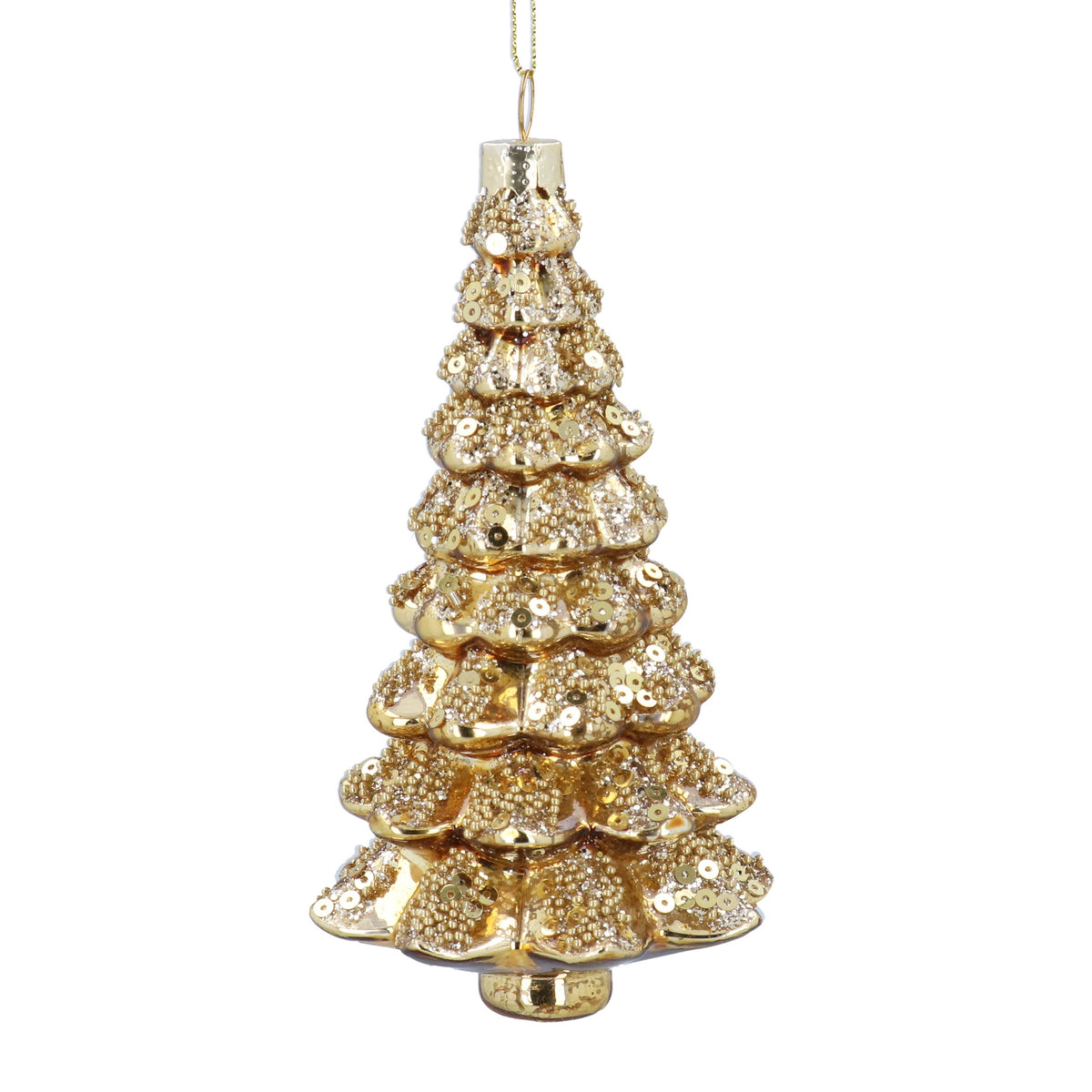 Christmas Hanging Dec: Glass Shape 13cm  Gold Tree - Gisela Graham