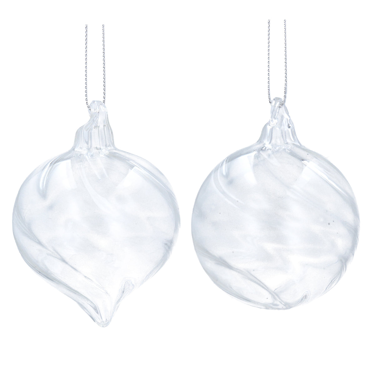 Christmas Hanging Dec: Glass Bauble Spiral 9cm - Clear - Gisela Graham