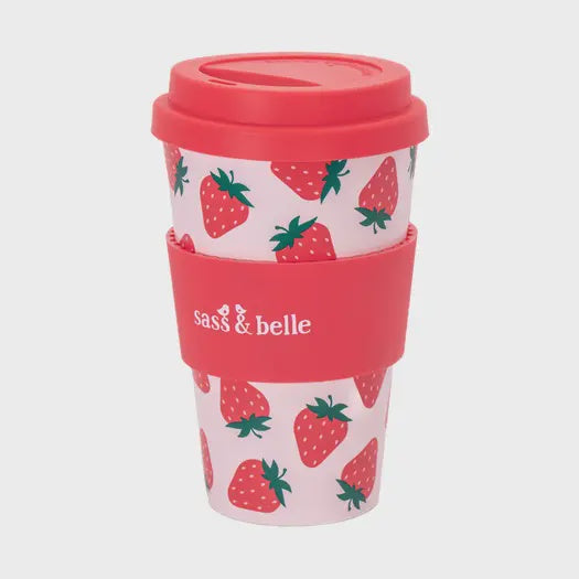 Travel Mug: Travel Coffee Mug Strawberry - Sass & Belle