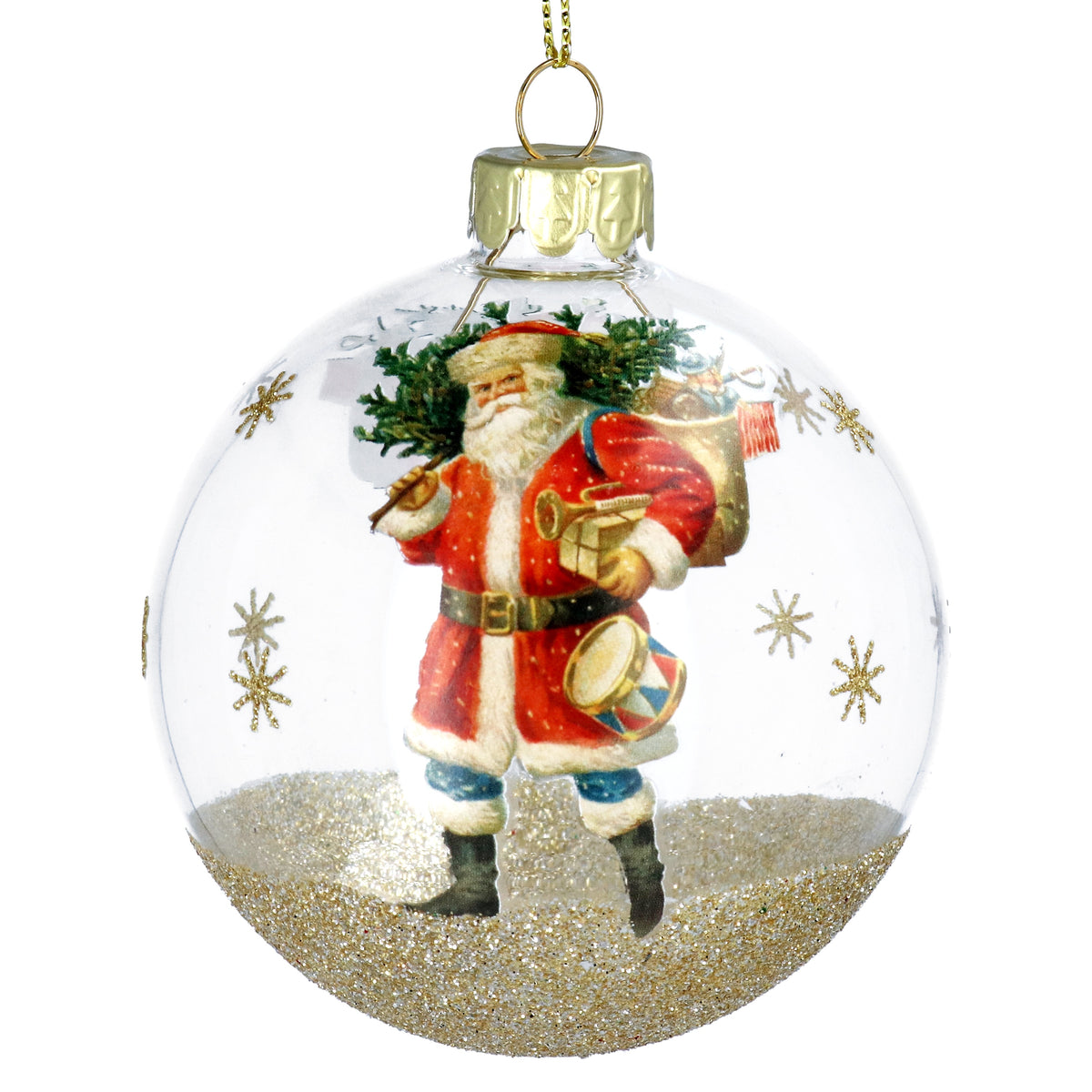 Christmas Hanging Dec: Clear Nostalgia Santa - Gisela Graham