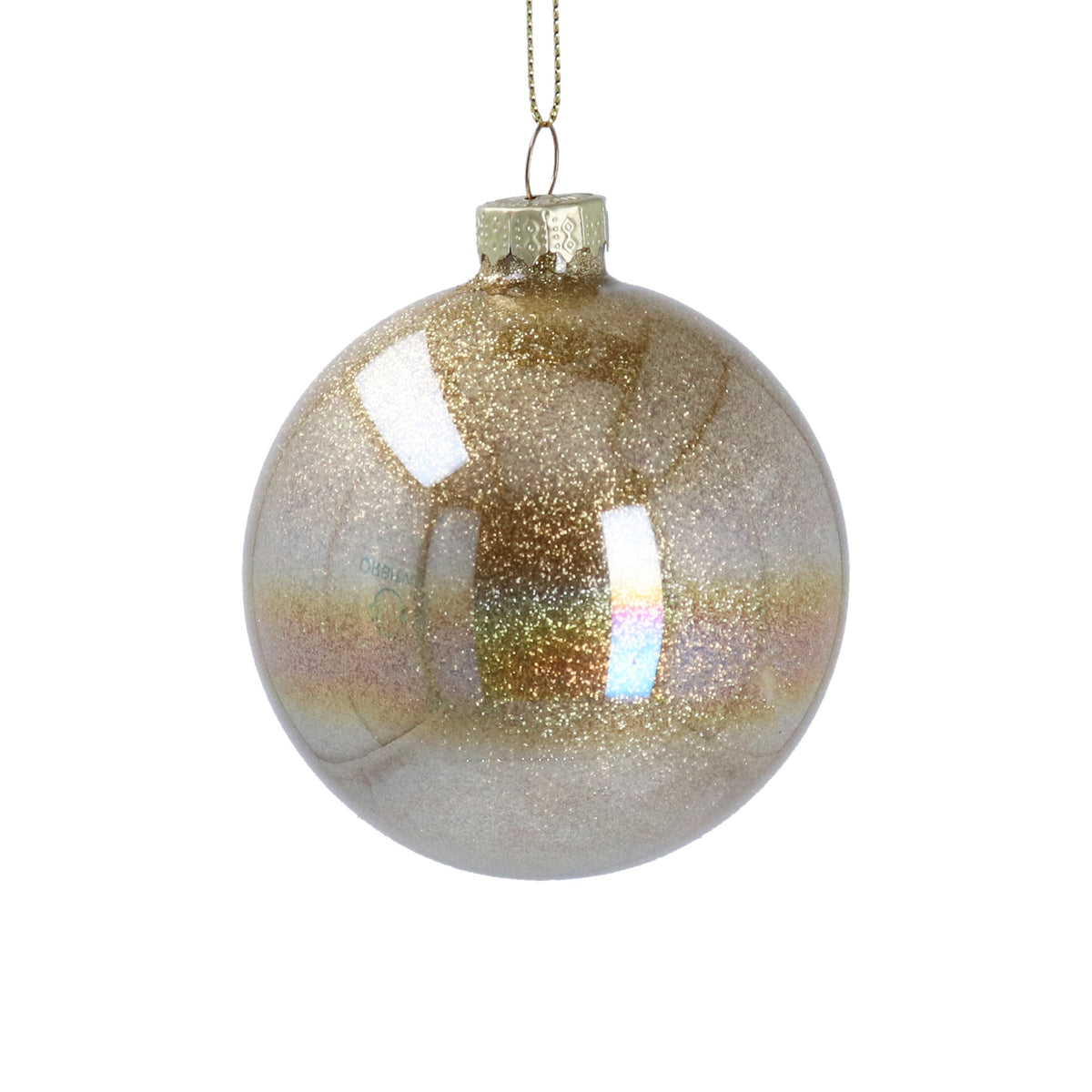 Christmas Hanging Dec: Glass Bauble Lustre 8cm - Gold - Gisela Graham