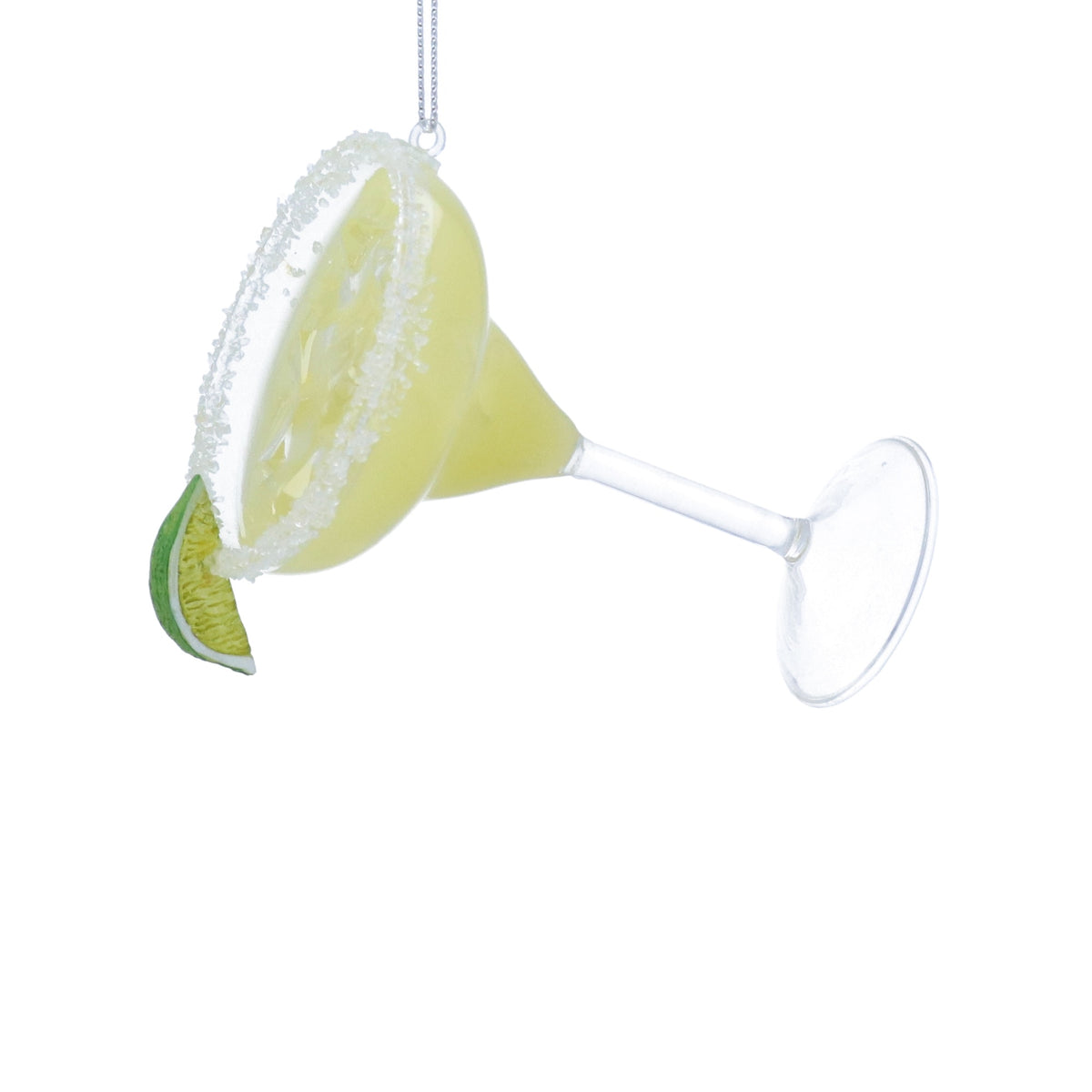 Christmas Hanging Dec: Glass Cocktail Margarita - Green - Gisela Graham