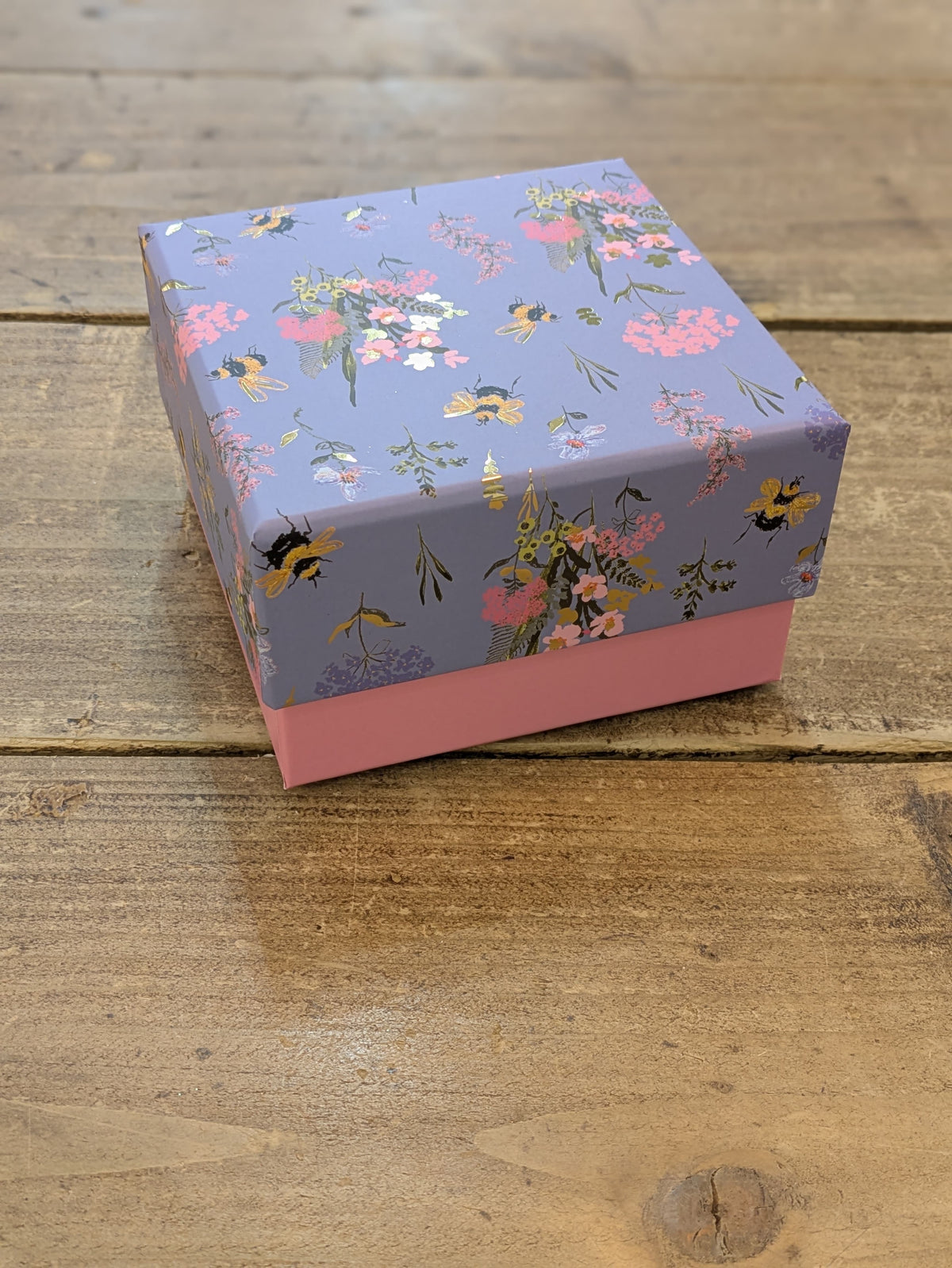 Gift Box: Square Summer Florals Bee Floral - Purple - Glick