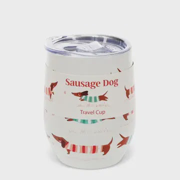 Travel Mug: Steel Cute Sausage Dogs - Rex London