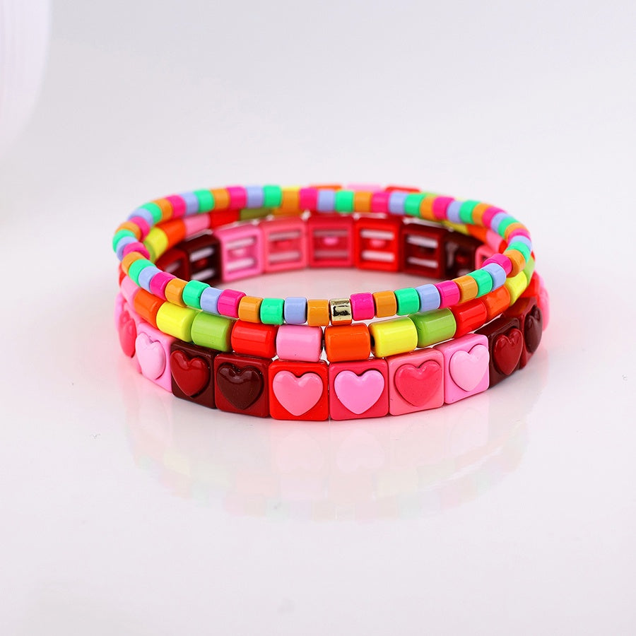 Bracelet: Stretch Set of 3 Reds - Multicolour Brights - POM