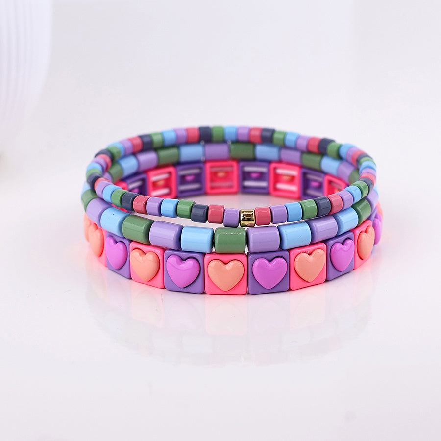 Bracelet: Stretch Set of 3 Pinks - Multicolour Brights - POM