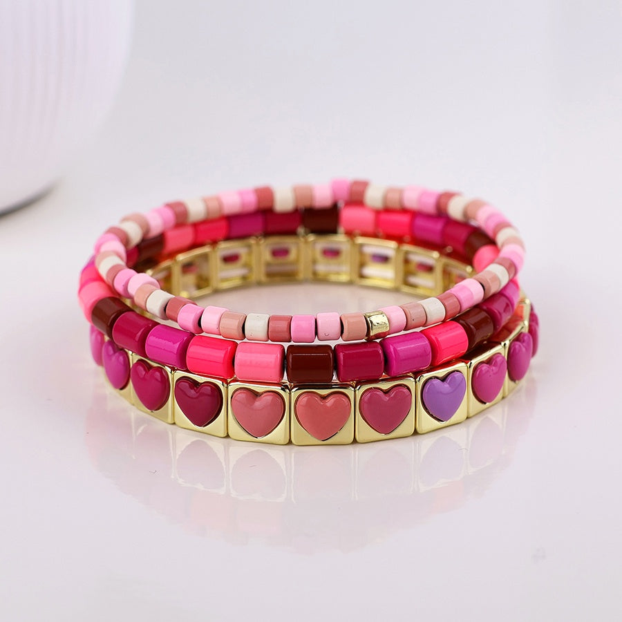 Bracelet: Stretch Set of 3 Golds - Multicolour Brights - POM