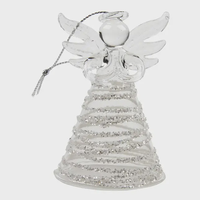 Christmas Tree Decoration: Glass Angel Tinsel Skirt - Clear - Heaven Sends
