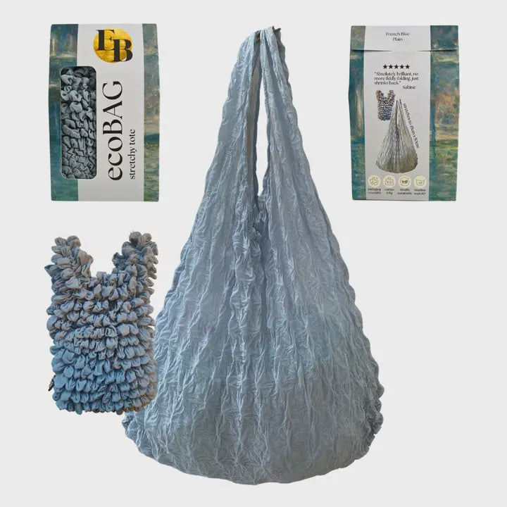 Reuseable Shopping Bag: Crinkle Plain Magic Expandable - French Blue - My Little Eco Bag