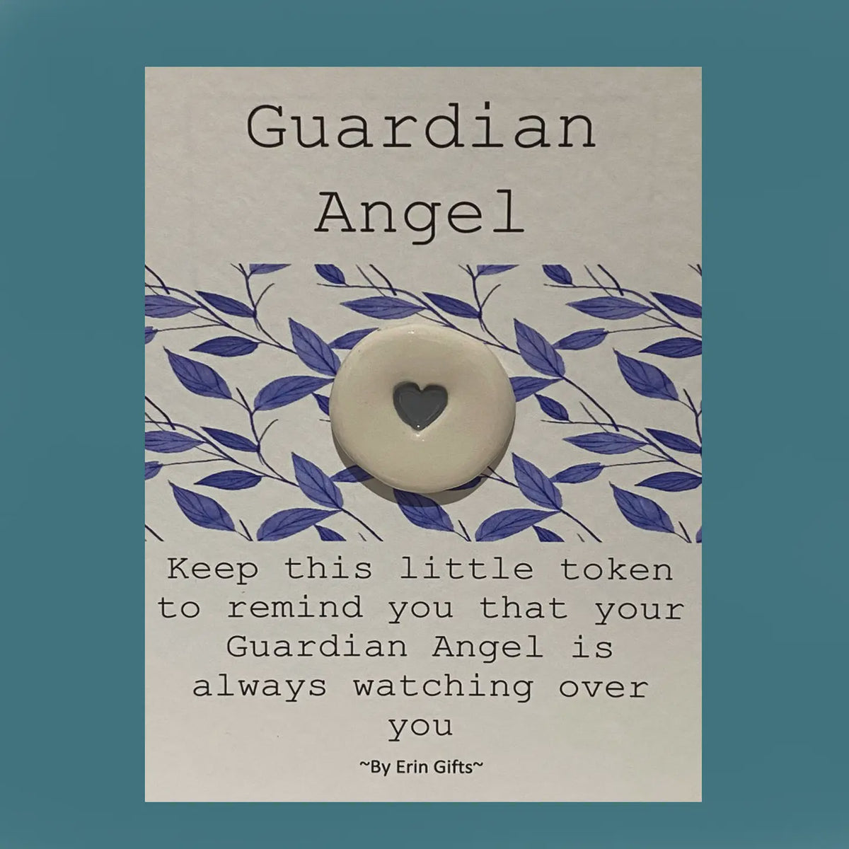 Token: Ceramic Pocket Wish Token - Guardian Angel - White - By Erin Cards & Gifts