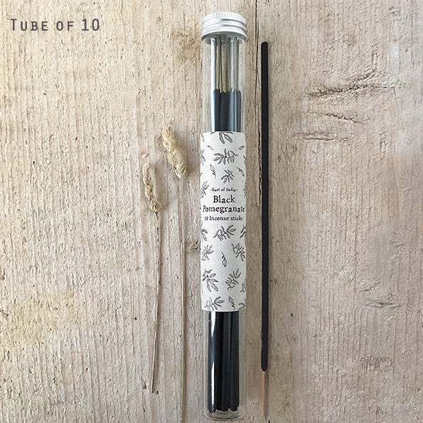 Incense Sticks: Glass Tube 10 Black Pomegranate - Black - East of India