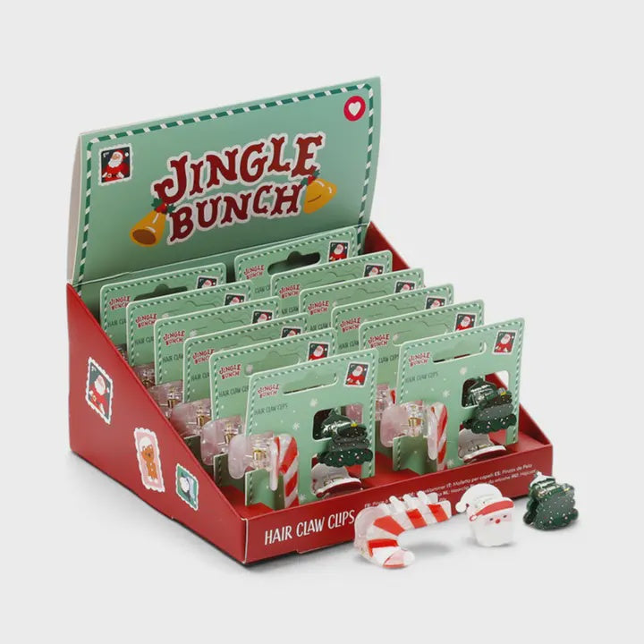 Christmas Hair Clip: Jingle Bunch Mini Set Of 3 Claw Design - Puckator