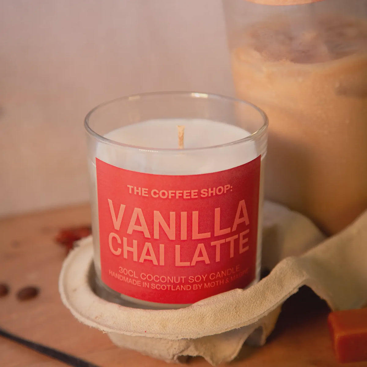 Candle: Scented Glass Jar - Vanilla Chai Latte - Moth & Magpie