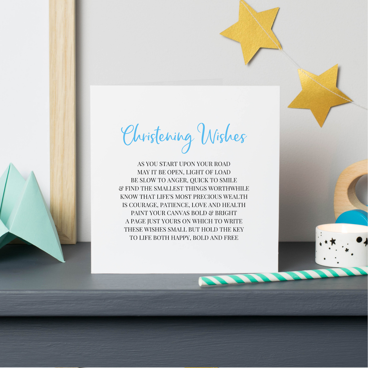 Christening Card: Boy Christening Wishes Poem - Start upon your Road  Text on High Quality Card - Shmuncki Verse