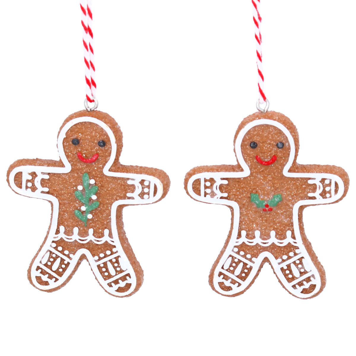 Christmas Hanging Dec: Resin Gingerbread Man Flat - Brown - Gisela Graham