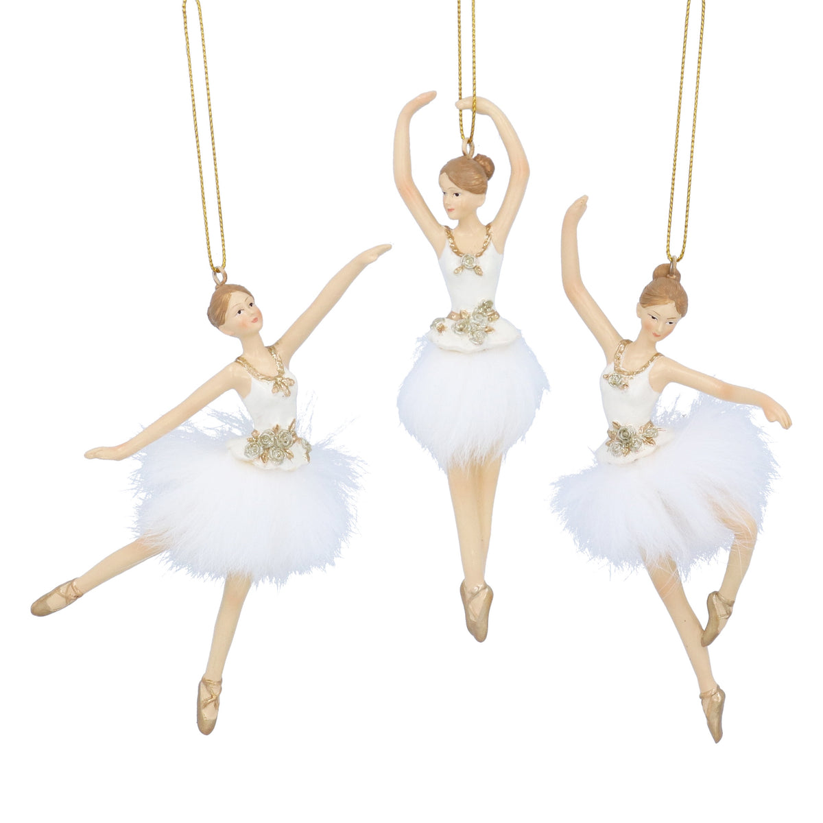 Christmas Hanging Dec: Resin Ballerina Feather Tutu - Gold - Gisela Graham