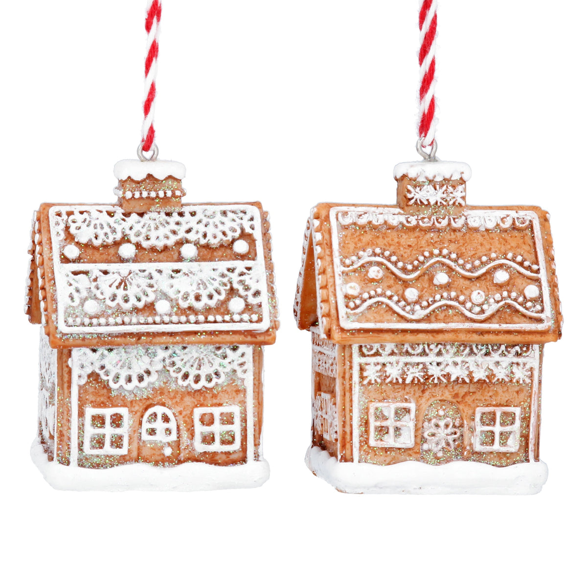 Christmas Hanging Dec: Resin Gingerbread House Lace 3D - Brown - Gisela Graham