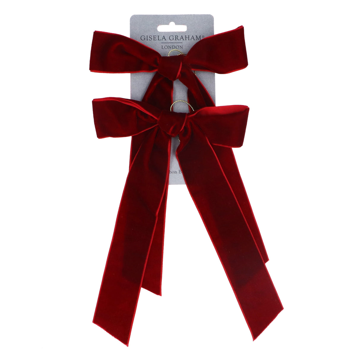 Christmas Tree Decoration:  Bow Pack Of 2  - Red - Gisela Graham