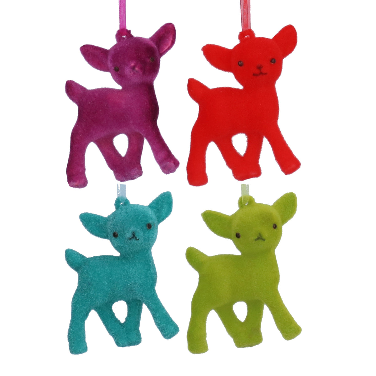 Christmas Hanging Dec: Flock Deer  - Assorted Colours - Gisela Graham