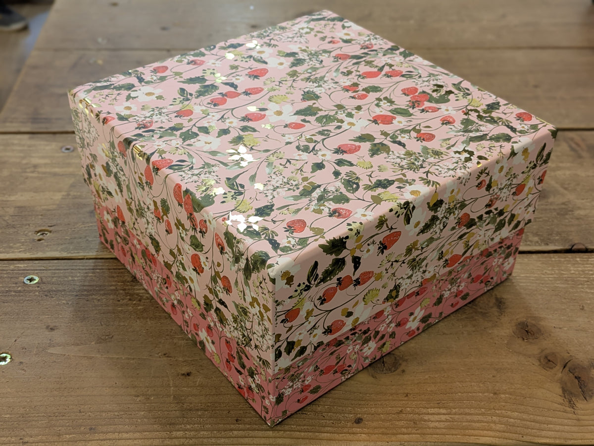 Gift Box: Square Meadow Florals Strawberry - Red - Stephanie Davies
