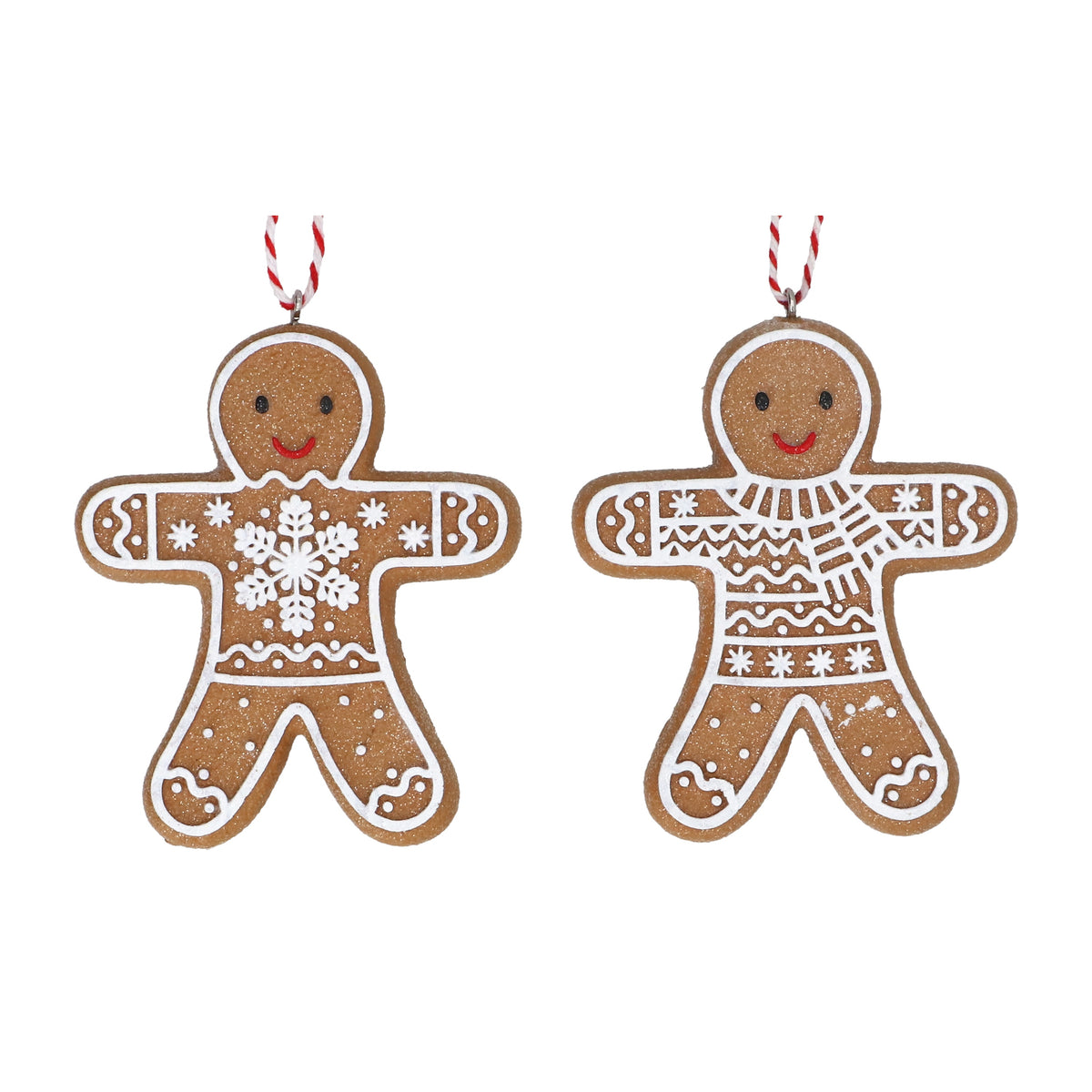 Christmas Hanging Dec: Resin Gingerbread Person - Various - Brown - Gisela Graham