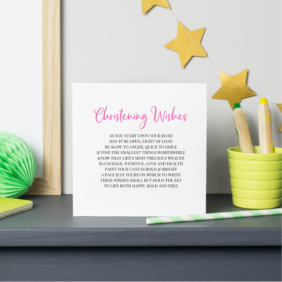 Christening Card: Girl Christening Wishes Poem - Start upon your Road  Text on High Quality Card - Shmuncki Verse
