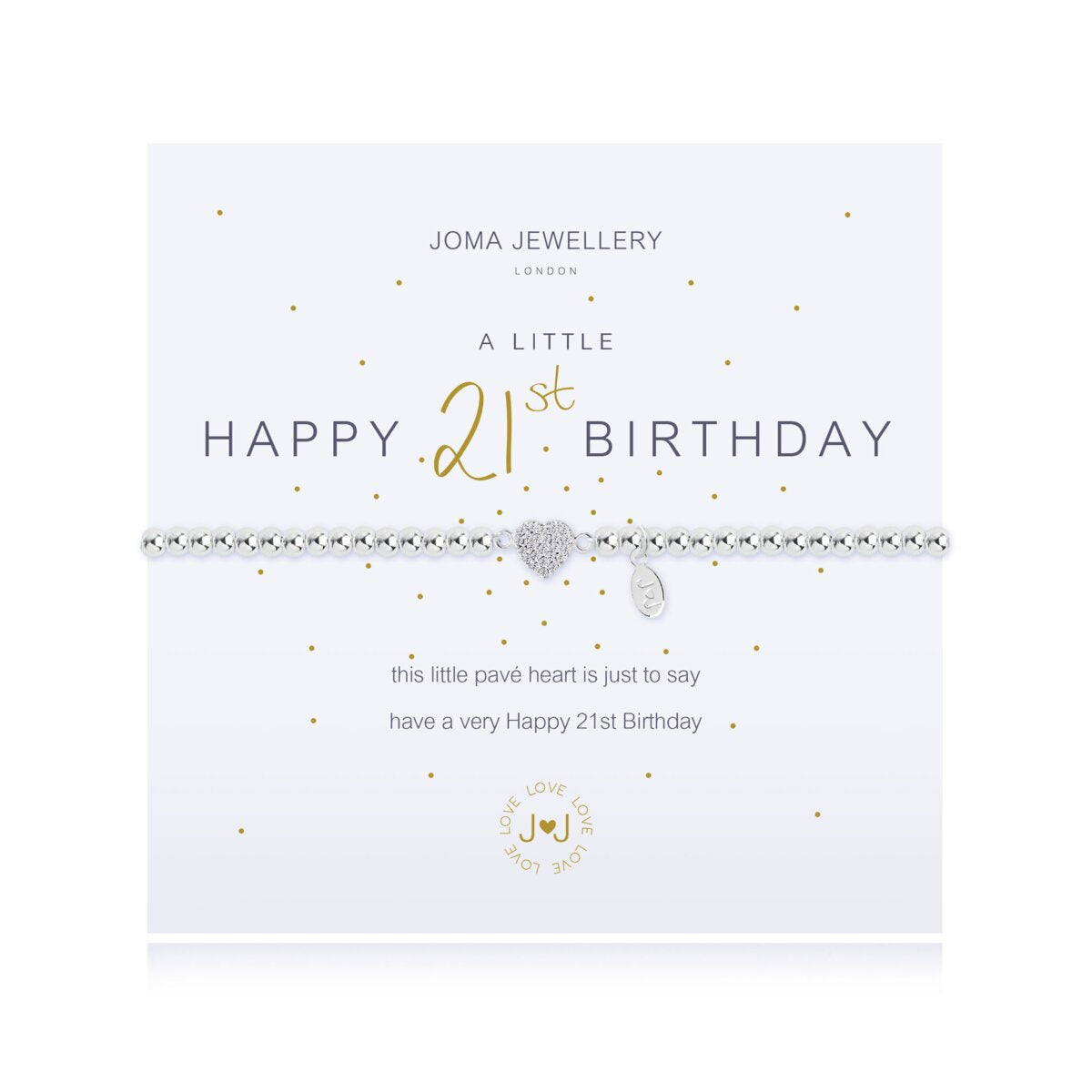 Bracelet: Stretch Heart Charms A Little Happy 21st - Silver Plated - Joma Jewellery