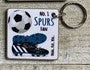 Keyring: Football  Square Select Your Team - White Cotton