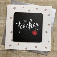 Card And Coaster: Cork Backing Best Teacher - White Cotton