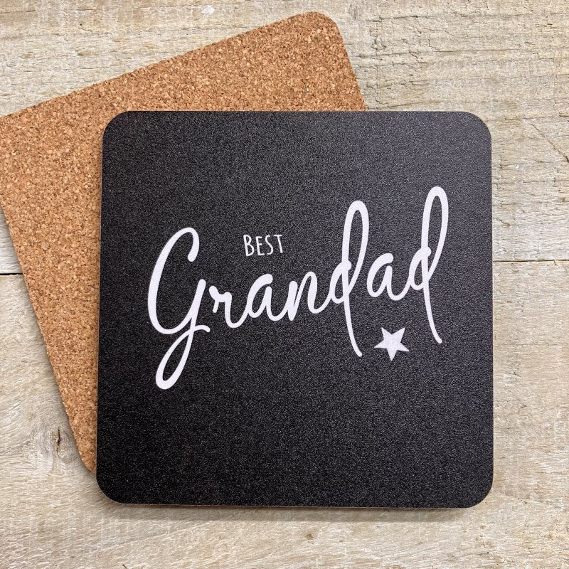 Coaster: Best Grandad - Black - White Cotton Card