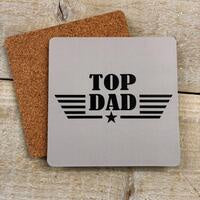 Coaster: Top Dad - Grey - White Cotton Card