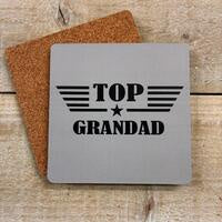 Coaster: Top Grandad - Grey - White Cotton Card