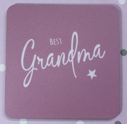 Coaster: Best Grandma -Pink - White Cotton Card