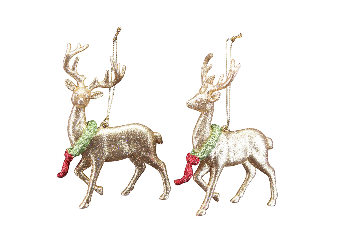 Christmas Tree Decoration: Resin Traditional Reindeer - Gold - Gisela Graham