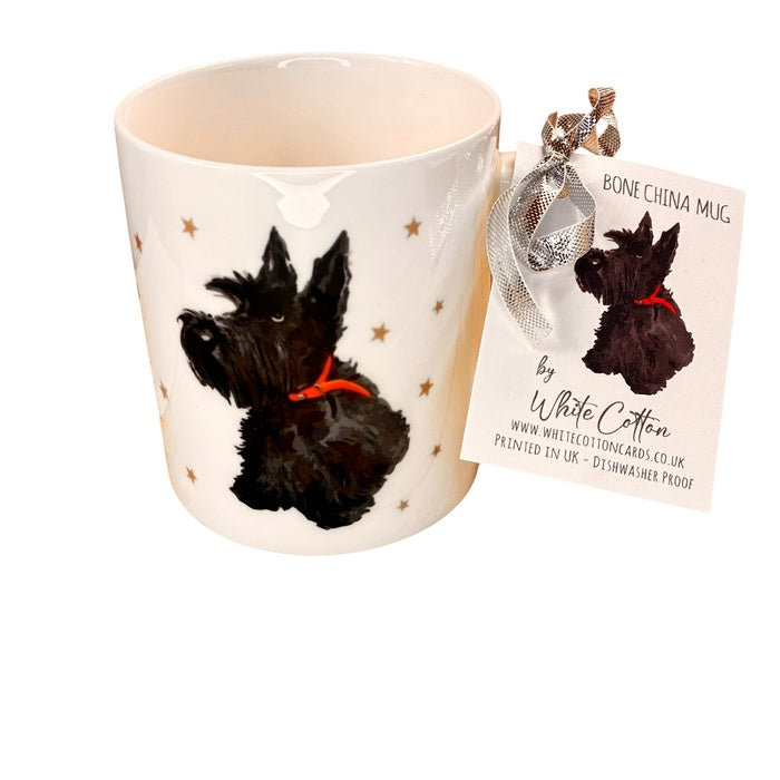 Mug: Fine China Scottie Dog - White Cotton