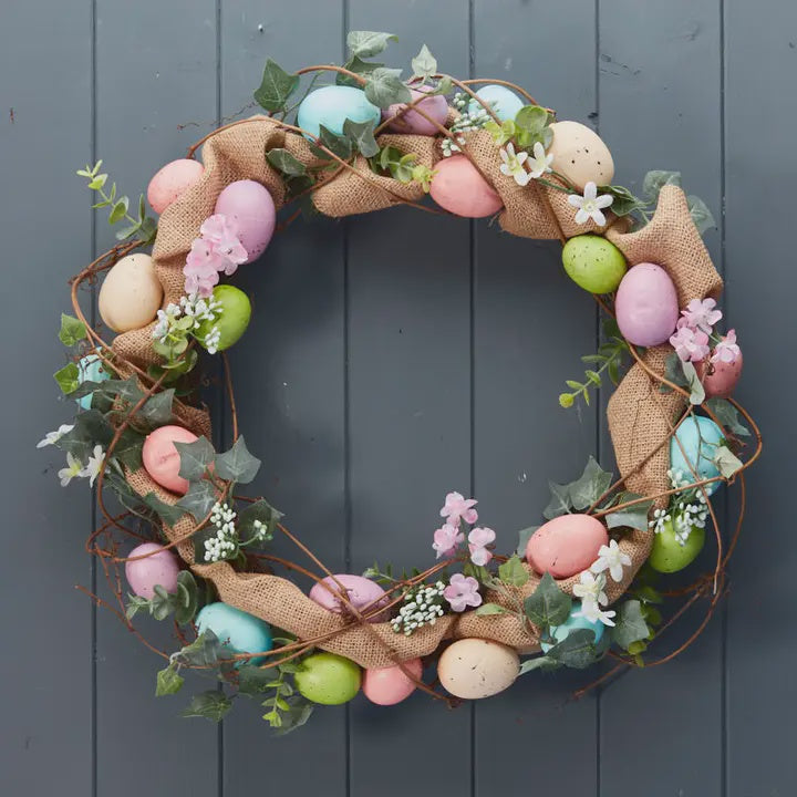 Easter Wreath: Rustic Colourful Eggs- Satchville Gift Co